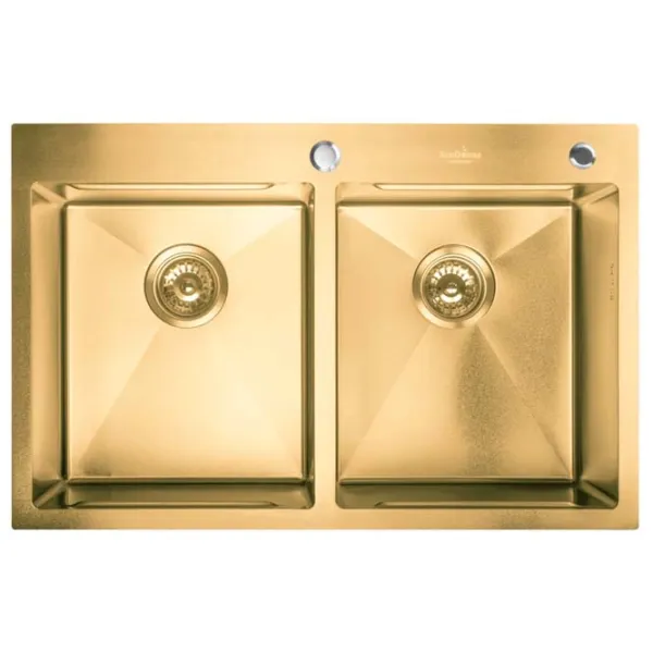 Chiuvetă SanDonna HD7850 double 78 x 50 / Oțel inoxidabil / Gold photo 2
