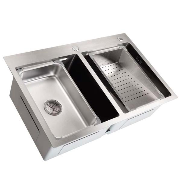 Кухонная мойка SanDonna HD7850 double 78 x 50 / Нержавеющая сталь / Сатин photo 1