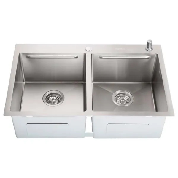 Кухонная мойка SanDonna HD7850 double 78 x 50 / Нержавеющая сталь / Сатин photo 3