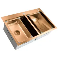Chiuvetă SanDonna HD7850 double 78 x 50 / Oțel inoxidabil / Copper