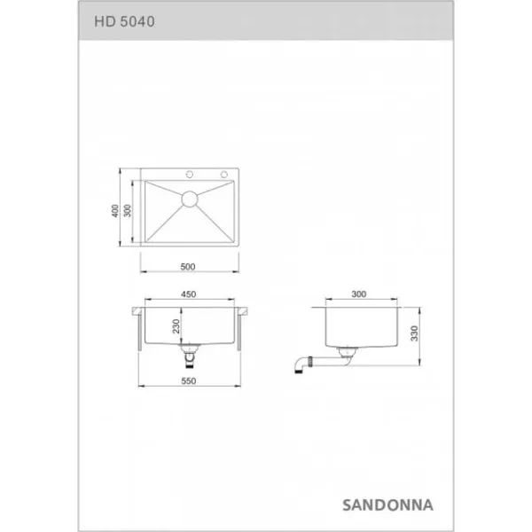 Chiuvetă SanDonna HD5040 50 x 40 / Oțel inoxidabil / Copper photo 5