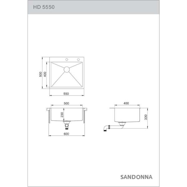 Chiuvetă SanDonna HD5550 55 x 50 / Oțel inoxidabil / Copper photo 5