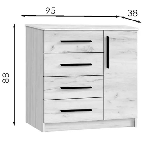 Noptiere Modern Kenon 4+1S 88 x 95 x 38 / PAL / Gray photo 3 Noptiere Modern Kenon 4+1S 88 x 95 x 38 / PAL / Gray photo 3