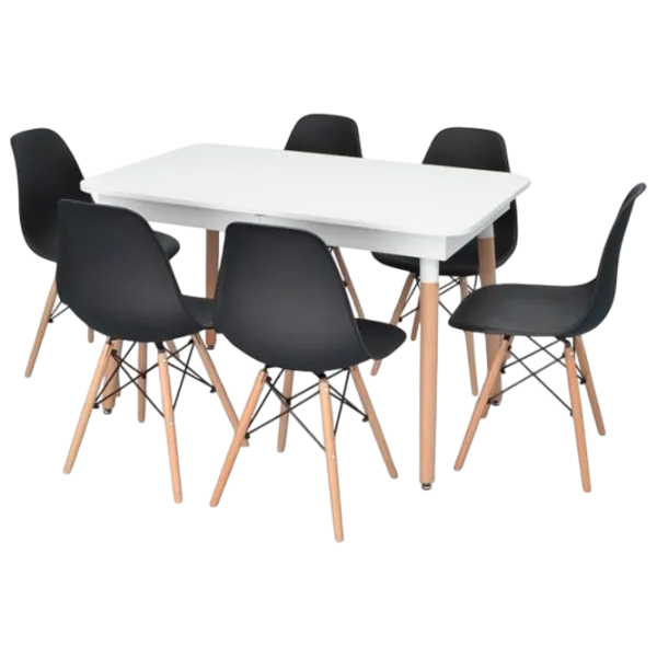 Set masă și scaune Evelin DT 432-1R Wo + 6 LC-021 Dreptunghiulară / PAL / Black photo 1