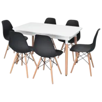 Set masă și scaune Evelin DT 432-1R Wo + 6 LC-021 Dreptunghiulară / PAL / Black