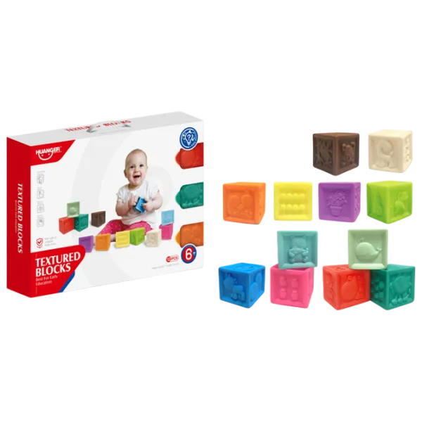 Joc educativ Huanger Textured Blocks HE0255 0.6+ / Multicolor photo 1