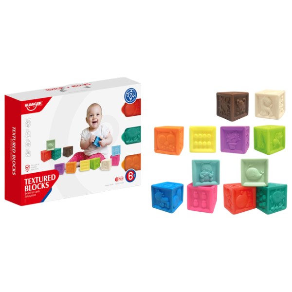 Joc educativ Huanger Textured Blocks HE0255 0.6+ / Multicolor photo 1