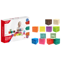 Joc educativ Huanger Textured Blocks HE0255 0.6+ / Multicolor