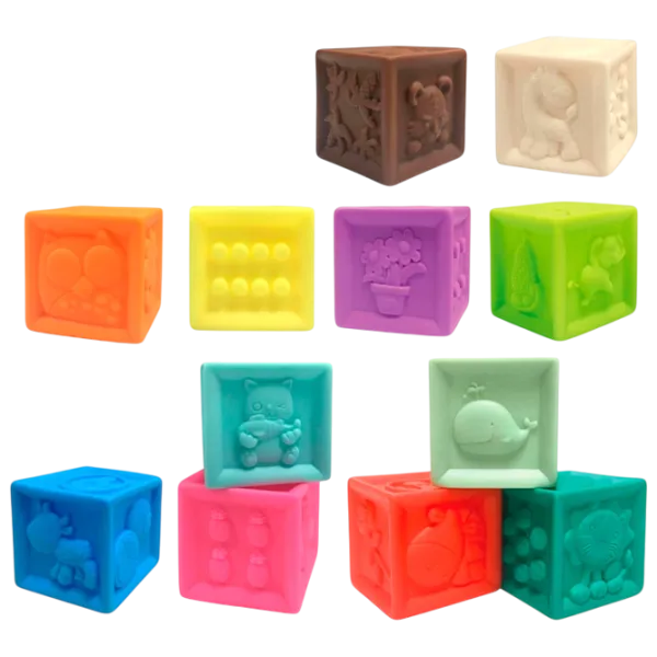 Joc educativ Huanger Textured Blocks HE0255 0.6+ / Multicolor photo 2