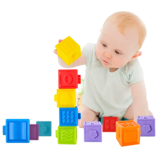 Joc educativ Huanger Textured Blocks HE0255 0.6+ / Multicolor photo 3