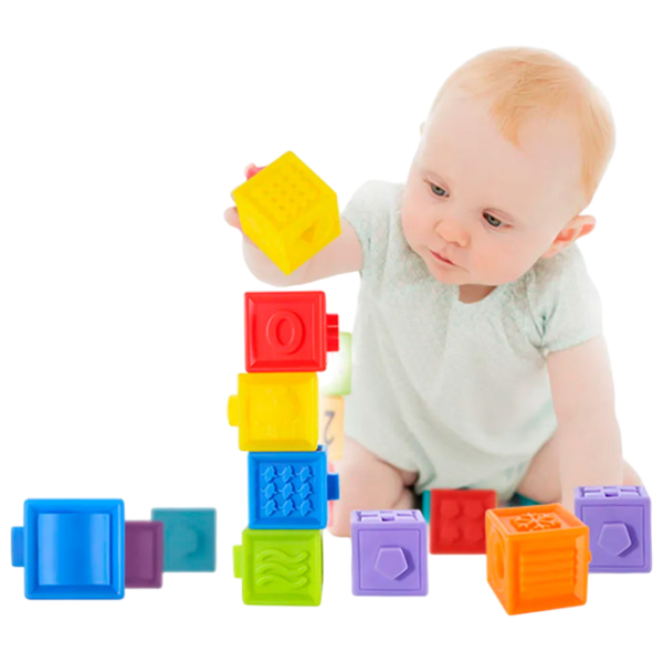 Joc educativ Huanger Textured Blocks HE0255 0.6+ / Multicolor photo 3