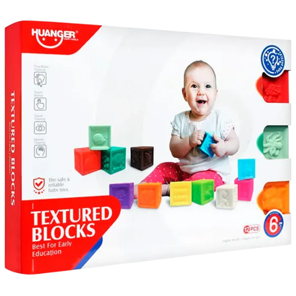 Joc educativ Huanger Textured Blocks HE0255 0.6+ / Multicolor photo 4