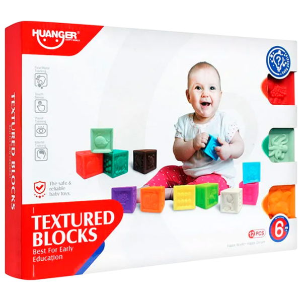 Joc educativ Huanger Textured Blocks HE0255 0.6+ / Multicolor photo 4