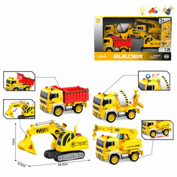 Set de mașini Optmarket Wenyi Builder 201997219  / / Black Yellow photo 2