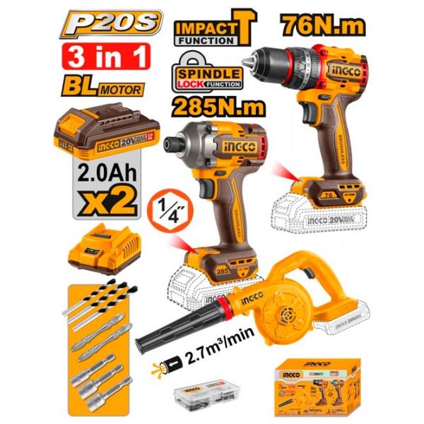 Set de instrumente INGCO COSLI250182 20 V / 3 photo 1