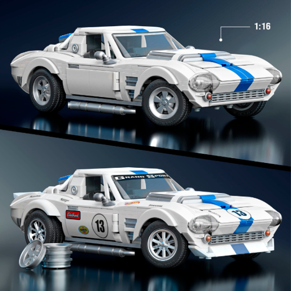 Constructor Mattel Corvette Grand Sport Mașină/ White photo 6