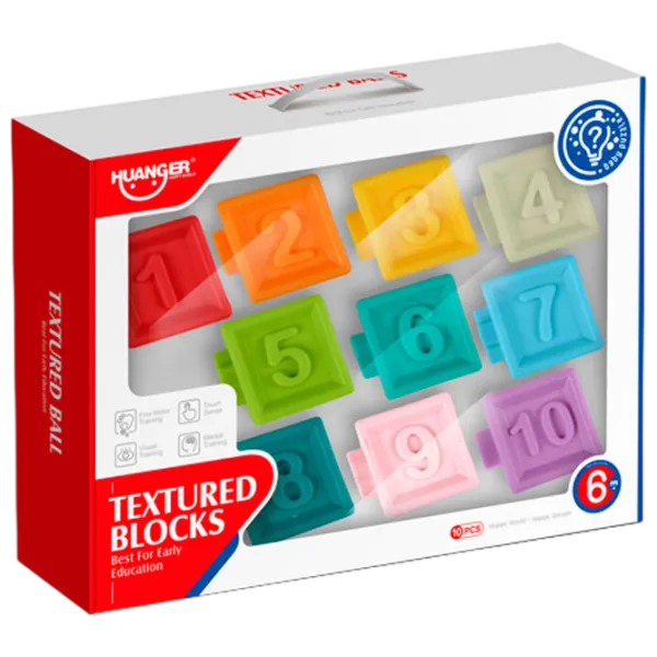 Joc educativ Huanger Textured Blocks HE0232 0.6+ / Multicolor photo 1
