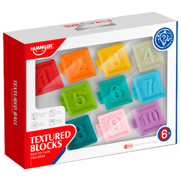 Joc educativ Huanger Textured Blocks HE0232 0.6+ / Multicolor photo 1
