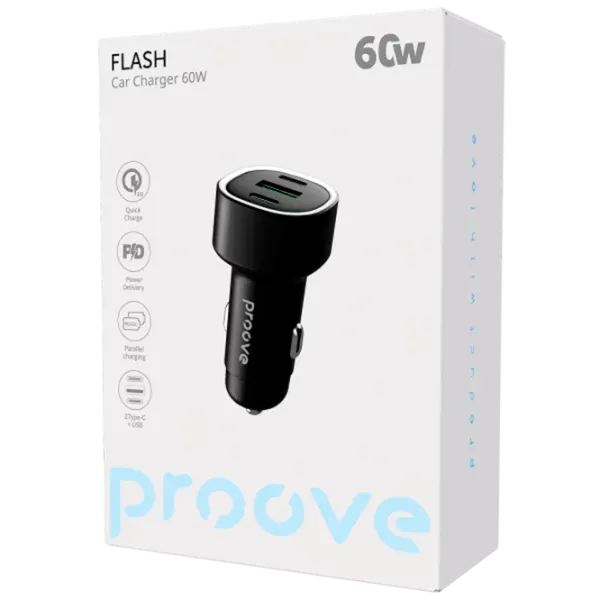Автомобильное зарядное устройство Proove Flash 3 A / Черный photo 3