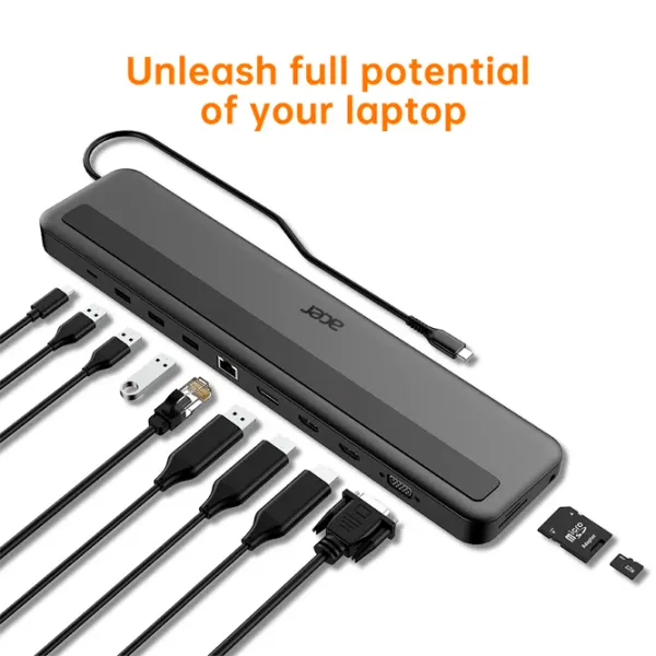 Dock-stație Acer HP.DSCAB.015 13-in-1 USB Type-A / Gray photo 5