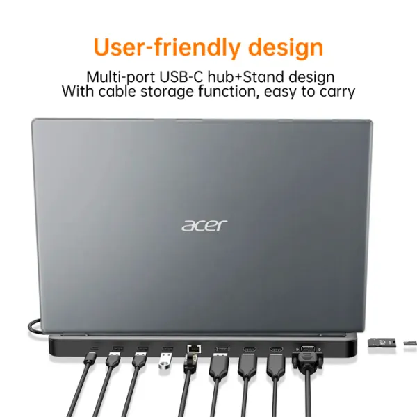 Dock-stație Acer HP.DSCAB.015 13-in-1 USB Type-A / Gray photo 6