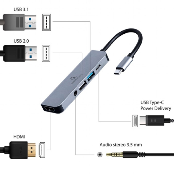 Адаптер Cablexpert A-CM-COMBO5-02 USB Type-C / Серый photo 5