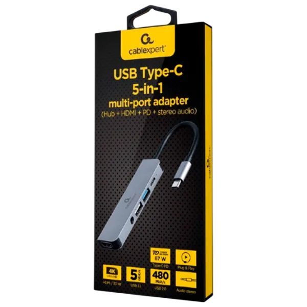 Adaptor Cablexpert A-CM-COMBO5-02 USB Type-C / Gray photo 4