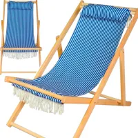 Шезлонг Ekspand Ibiza Дерево / Полиэстер / Синий Дуб Сонома