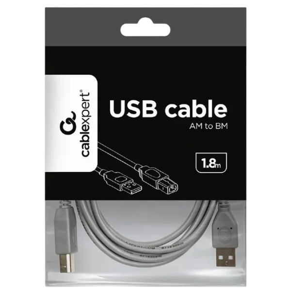 Кабель данных Gembird USB Type-A + USB Type-B 1.8 м / Серый photo 2