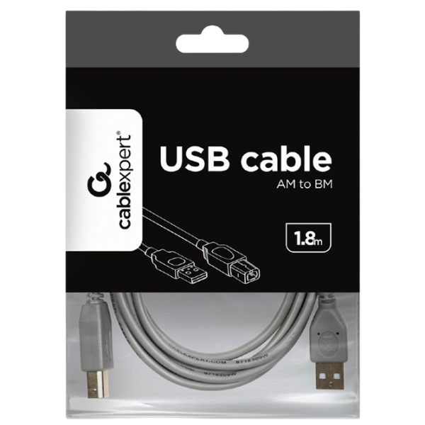 Кабель данных Gembird USB Type-A + USB Type-B 1.8 м / Серый photo 2