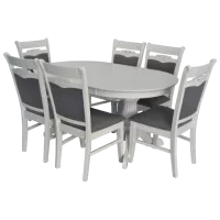 Обеденные стол со стульями Evelin HV-3167 NV-10WP Овальная / ДСП / Серый