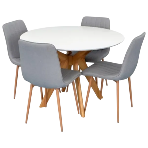 Set masă și scaune Evelin 4 XR-154Wo Rotundă / PAL / White photo 1