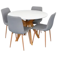 Set masă și scaune Evelin 4 XR-154Wo Rotundă / PAL / White