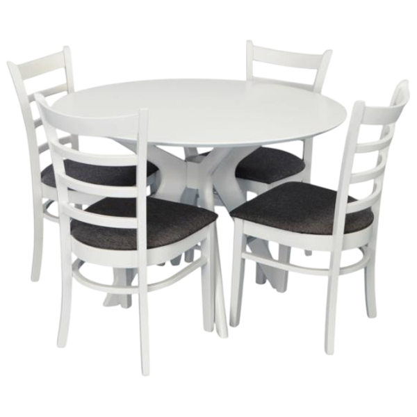 Set masă și scaune Evelin 4 COCO NV-10WP Rotundă / PAL / White photo 1