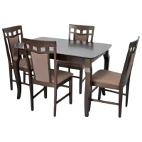 Обеденные стол со стульями Evelin HV-29V + 4 Deepa R Прямоугольная / ДСП / Chocolate