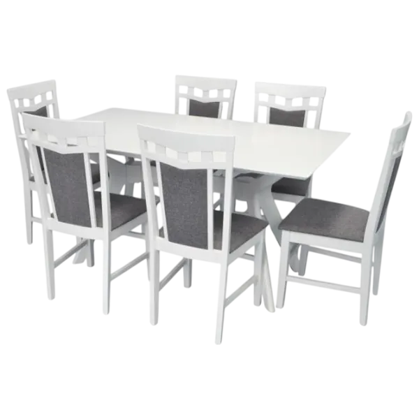 Set masă și scaune Evelin Raffles Rectangular + 6 Deepa R NV-10WP Dreptunghiulară / PAL / White photo 1