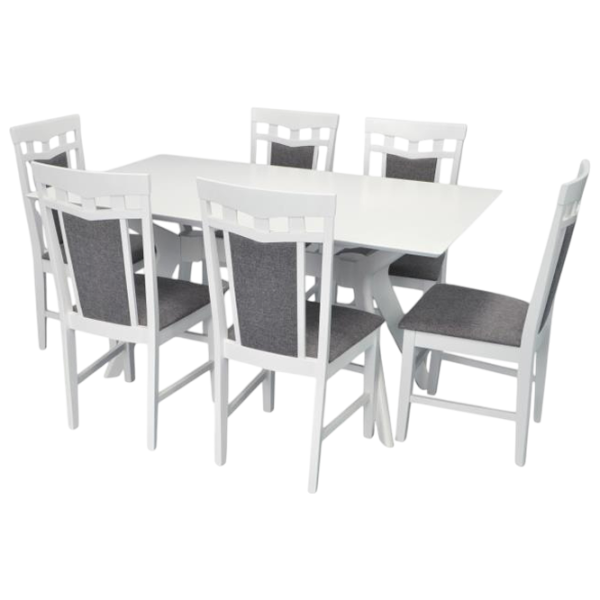 Set masă și scaune Evelin Raffles Rectangular + 6 Deepa R NV-10WP Dreptunghiulară / PAL / White photo 1