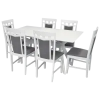 Обеденные стол со стульями Evelin Raffles Rectangular + 6 Deepa R NV-10WP Прямоугольная / ДСП / Белый