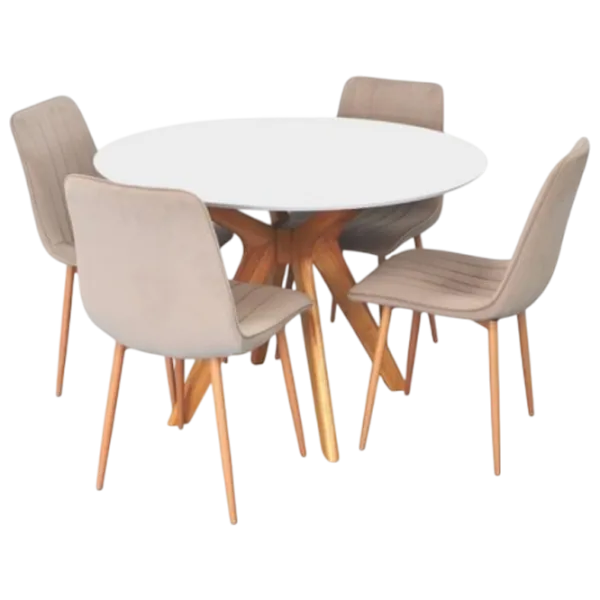 Set masă și scaune Evelin Raffles Round + 4 XR-154Wo Rotundă / PAL / Light Beige photo 1