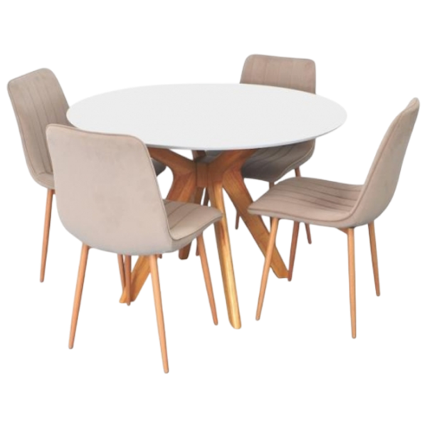 Set masă și scaune Evelin Raffles Round + 4 XR-154Wo Rotundă / PAL / Light Beige photo 1