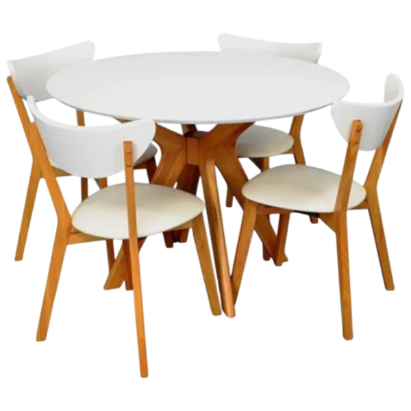 Set masă și scaune Evelin Raffles Round + 4 CAMEROON Rotundă / PAL / White photo 1