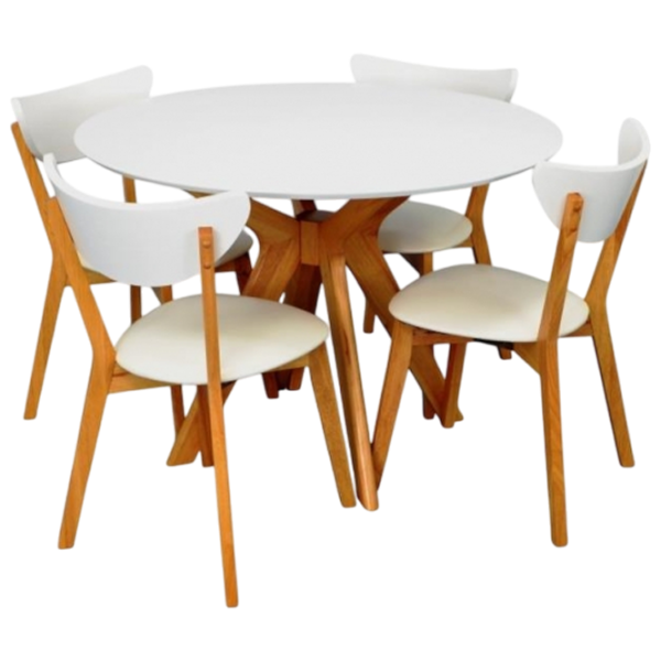 Set masă și scaune Evelin Raffles Round + 4 CAMEROON Rotundă / PAL / White photo 1