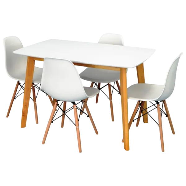 Set masă și scaune Evelin COOPER + 4 LC-021 Dreptunghiulară / PAL / White photo 1