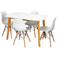 Обеденные стол со стульями Evelin COOPER + 4 LC-021 Прямоугольная / ДСП / Белый