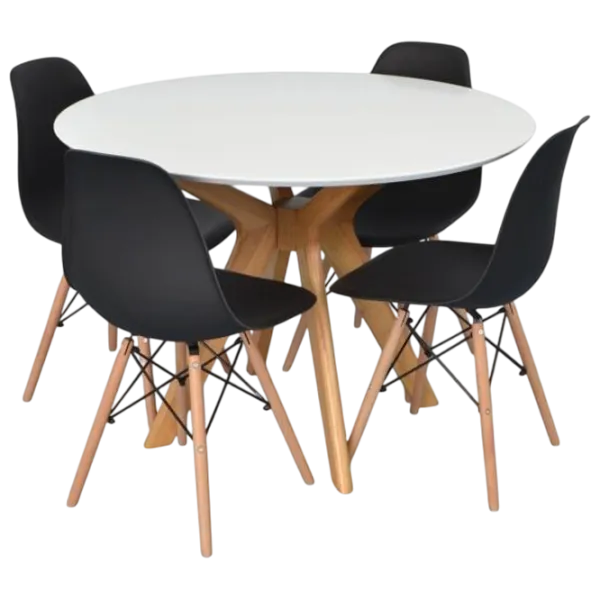 Set masă și scaune Evelin Raffles Round + 4 LC-021 Rotundă / PAL / Black photo 1