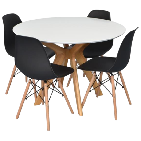 Set masă și scaune Evelin Raffles Round + 4 LC-021 Rotundă / PAL / Black photo 1