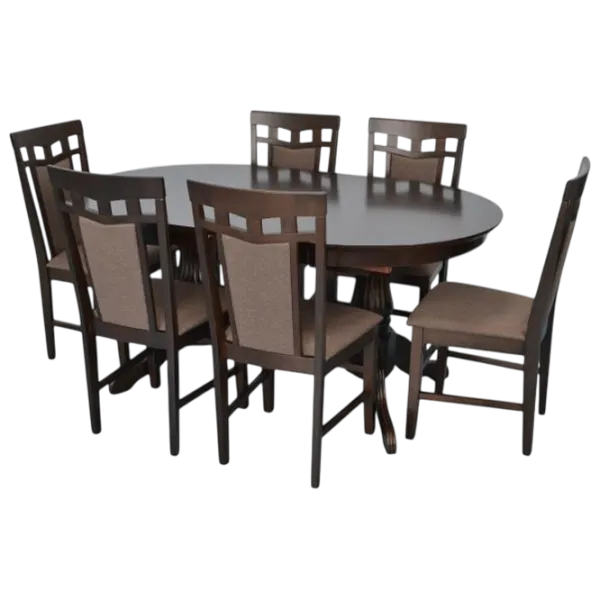 Set masă și scaune Evelin HV-33V + 6 Deepa R Ovală / PAL / Chocolate photo 1