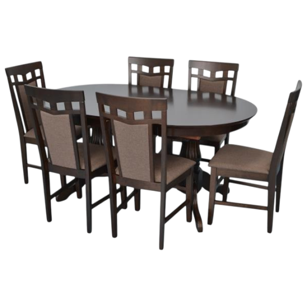 Set masă și scaune Evelin HV-33V + 6 Deepa R Ovală / PAL / Chocolate photo 1