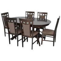 Обеденные стол со стульями Evelin HV-33V + 6 Deepa R Овальная / ДСП / Chocolate