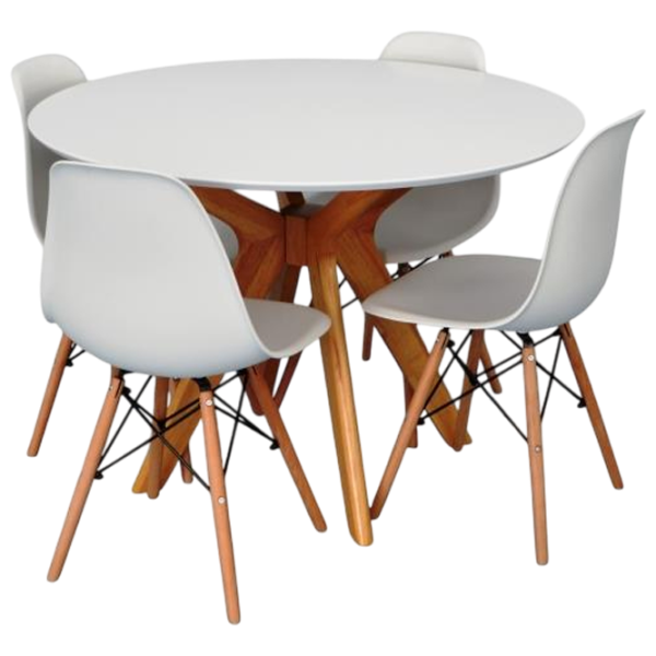 Set masă și scaune Evelin Raffles Round + 4 LC-021 Rotundă / PAL / White photo 1